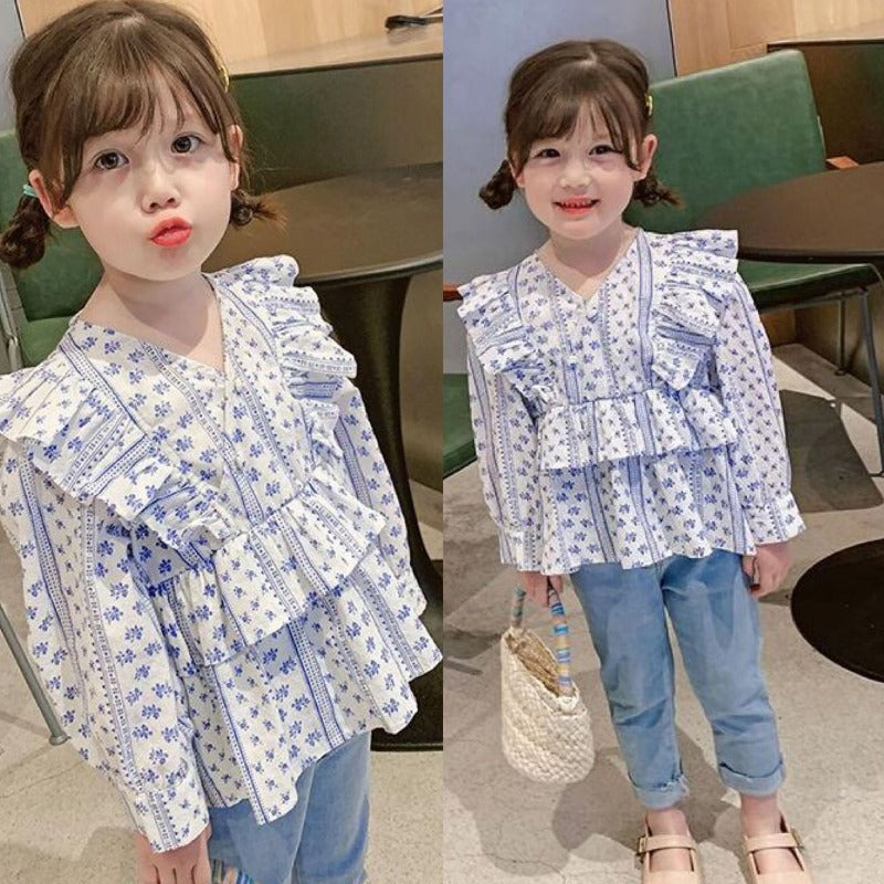 [507526] - Atasan Blouse Fashion Anak Perempuan - Motif V collar