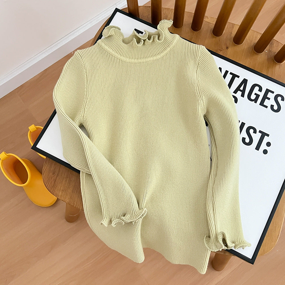 [507733] - Atasan Sweater Rajut Turtle Neck Anak Perempuan - Motif Crooked Collar