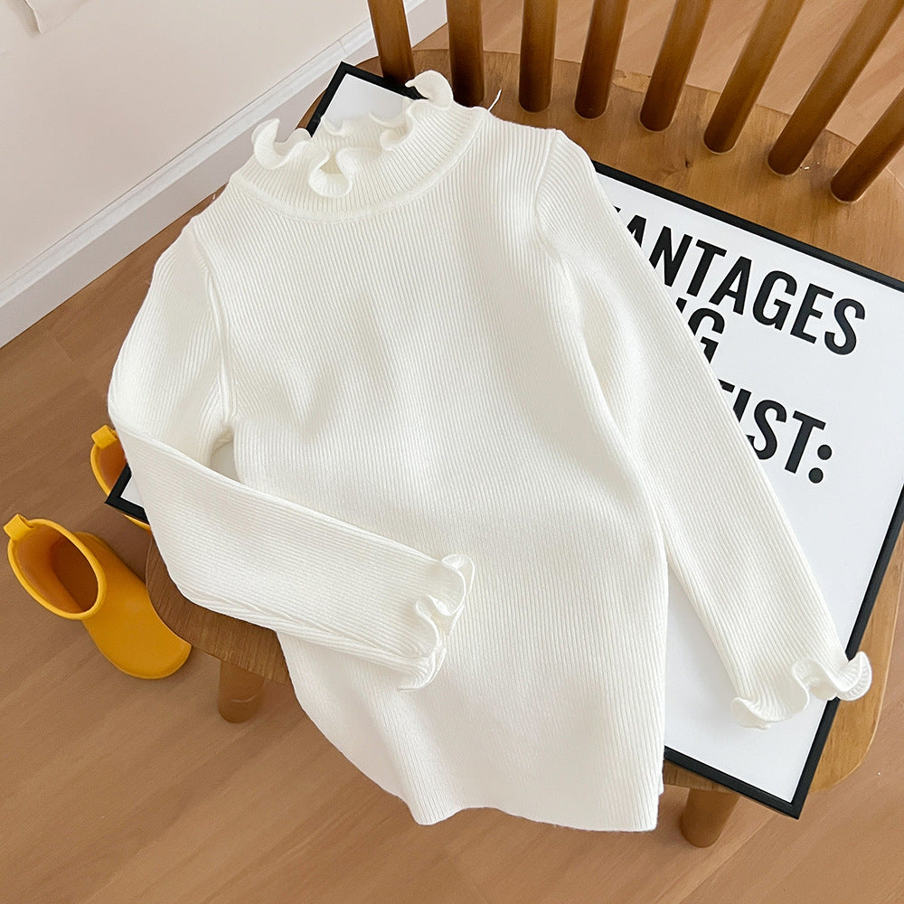 [507733] - Atasan Sweater Rajut Turtle Neck Anak Perempuan - Motif Crooked Collar