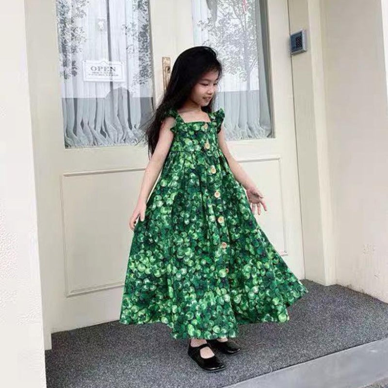 [507252] - Dress Fashion Anak Perempuan Import - Motif Cloverleaf
