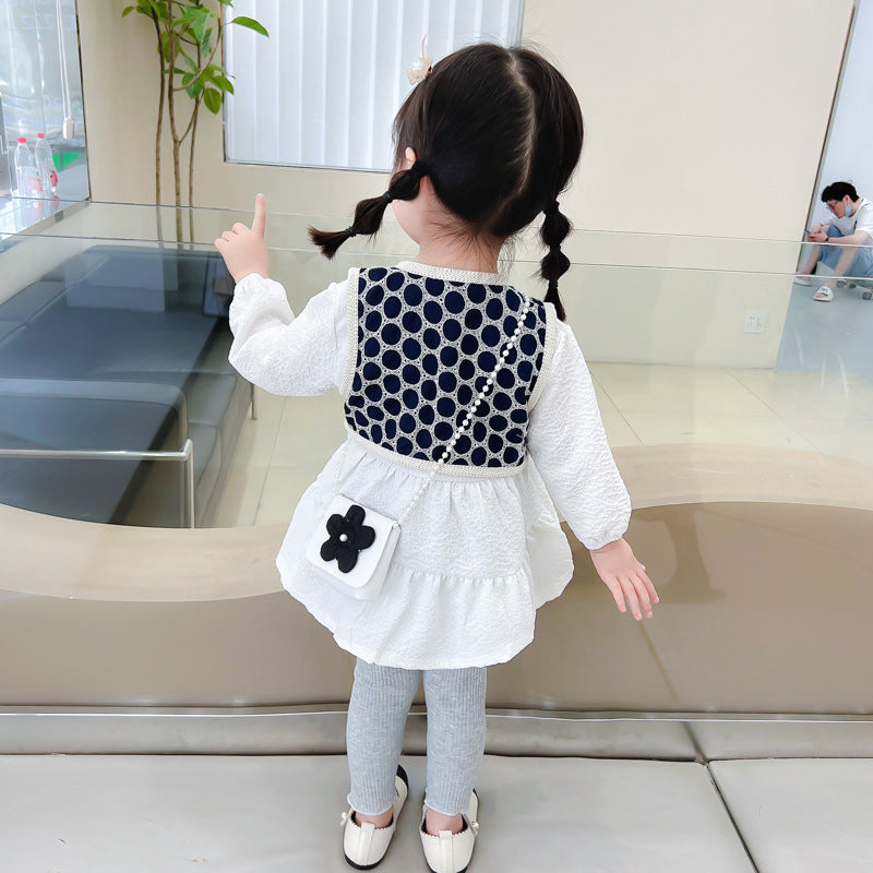 [340226] - Setelan 3 in 1 Rompi Blouse Celana Panjang Anak Perempuan - Motif Flower Round