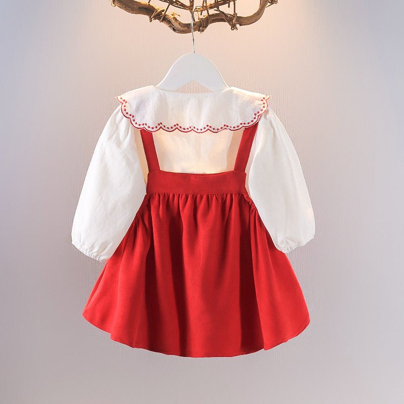 [352347] - Setelan Mini Dress Overall Anak Perempuan - Motif Flowers Lace