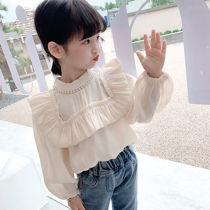 [507660] - Atasan Blouse Renda Lengan Panjang Anak Perempuan - Motif Pearl Collar