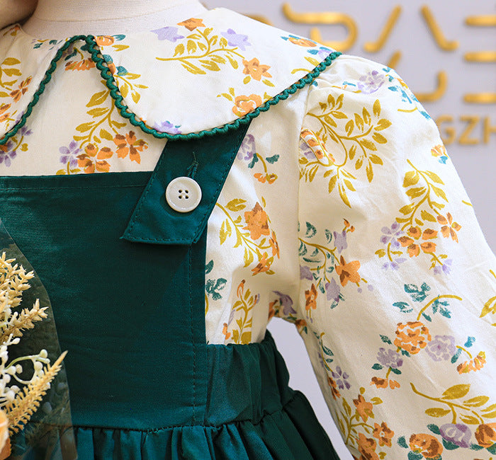 [363413] - Baju Kondangan Fashion Anak Cewek Oneset Setelan Suspender Fashion Anak Perempuan - Motif Flower Propagating