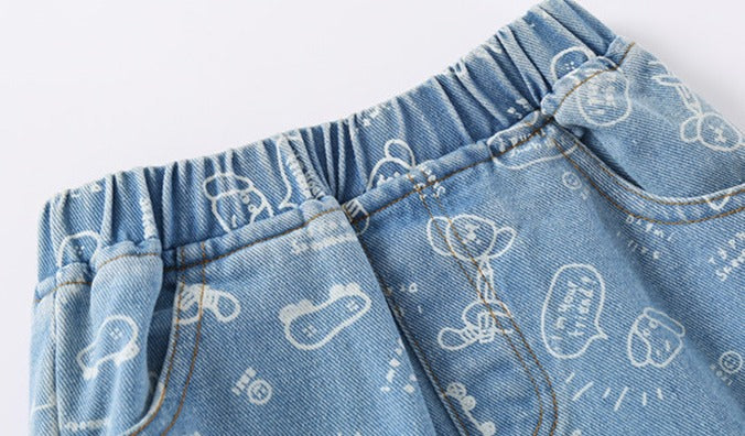 [513644] - Bawahan Celana Pendek Jeans Anak Laki-Laki - Motif Friend Dog