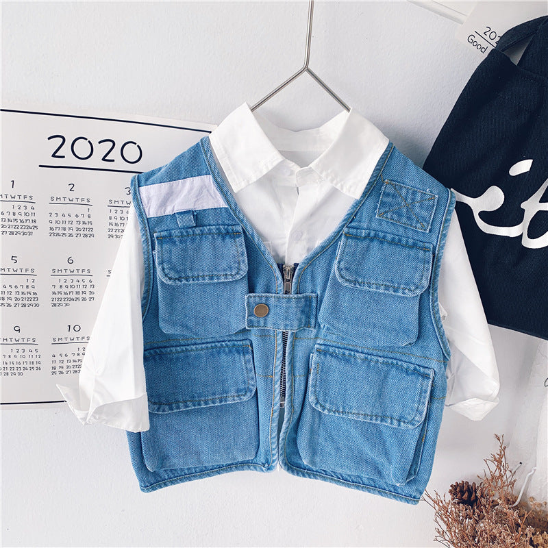 [507518] - Atasan Jaket Jeans Fashion Anak Cowok - Motif Four Pockets