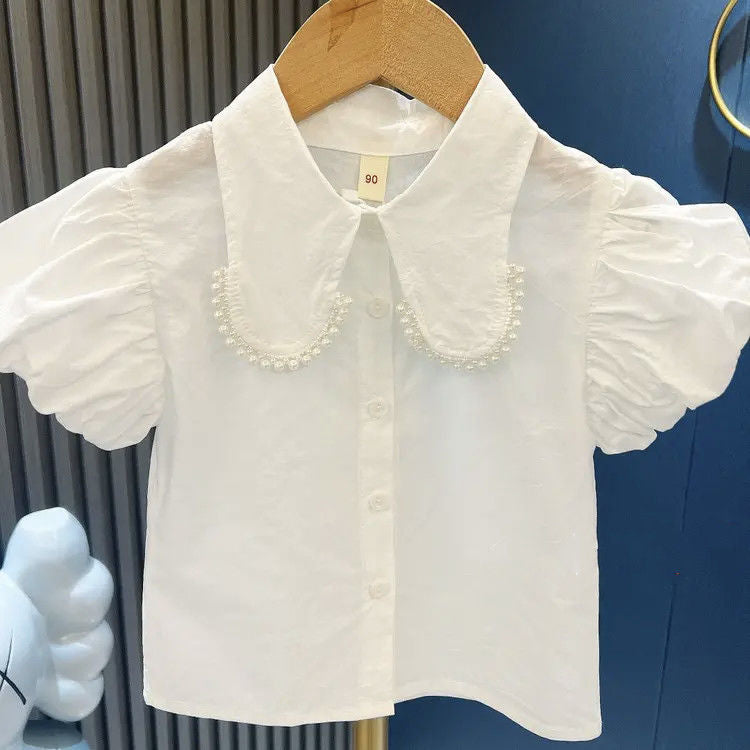 [363525] - Setelan Blouse Lengan Balon Celana Overall Anak Perempuan - Motif Flower Lace