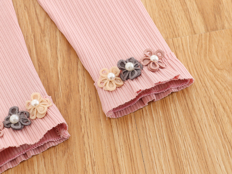 [102337] - Bawahan Legging / Celana Panjang Anak Import - Motif Three Flowers 3D