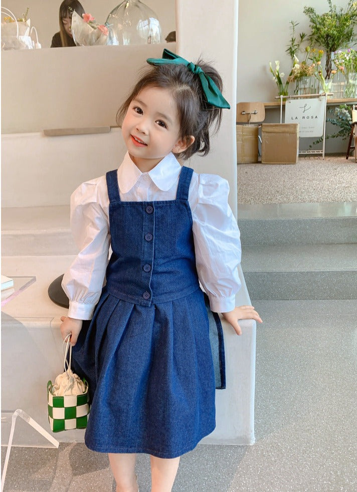[363553] - Setelan 3 in 1 Rompi Blouse Rok Anak Perempuan - Motif Plain Spoiled