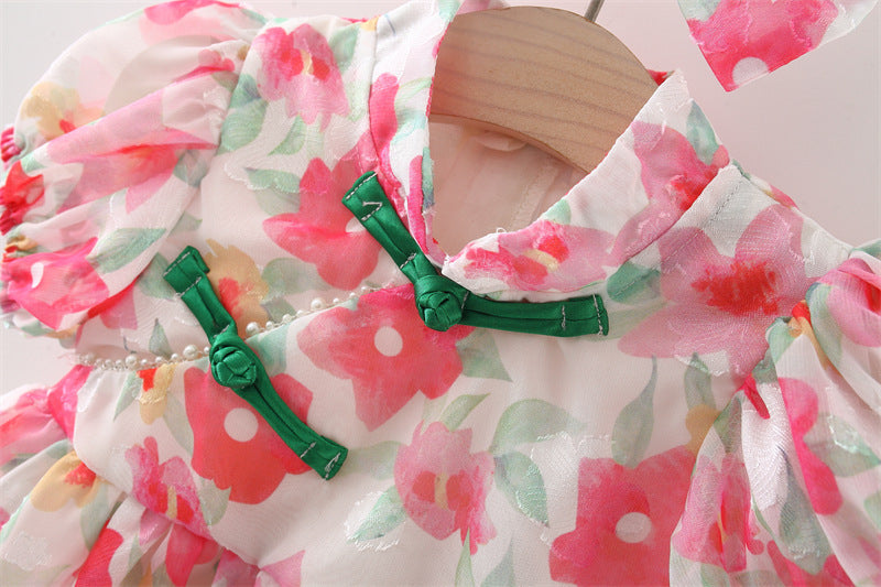 [340254] - Dress Bunga Lengan Pendek Balon Anak Perempuan - Motif Blossom Field