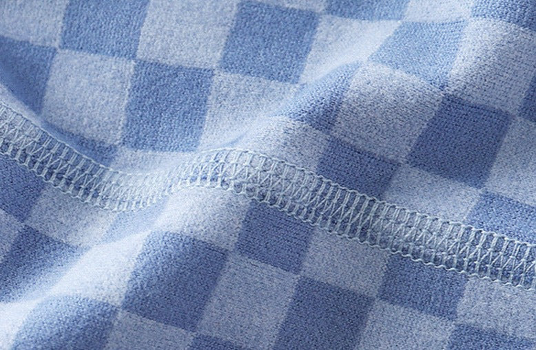 [225831-GRAY] - Setelan Baju Tidur Piyama Anak Cowok Cewek - Motif Chess Bear