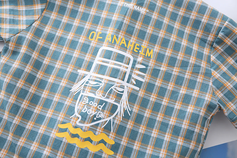 [368530] - Atasan Kemeja Koko Anak Fashionable - Motif Gingham Abstract