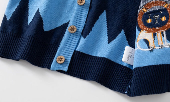[513659] - Atasan Jaket Cardigan Lengan Panjang Anak Laki-Laki - Motif Lion View