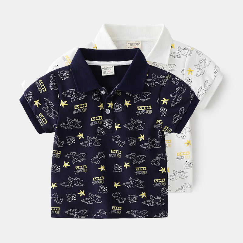 [513134] - Atasan Kaos Polo Fashion Anak - Motif Flying Dinosaur
