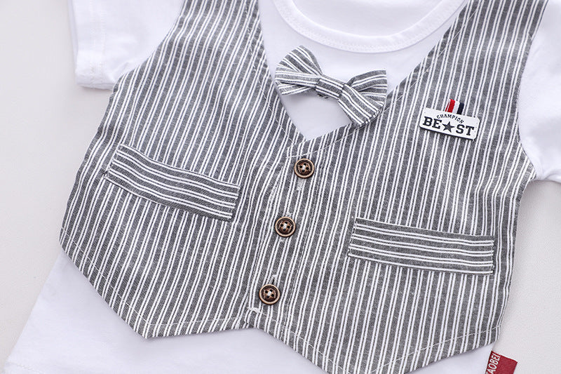 [368438] - Setelan Kemeja 3 In 1 Fashion Anak - Motif Vertical Line