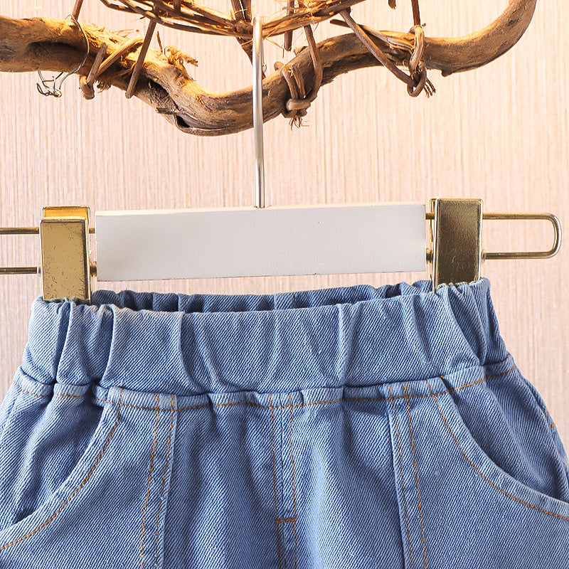 [352355] - Celana Panjang Jeans Cutbray Rawis Anak Perempuan - Motif Small Pearl