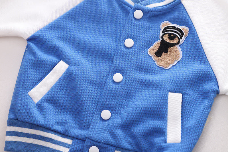 [345350] - Setelan 3 in 1 Jaket Baseball Celana Panjang Jeans Anak Laki-Laki - Motif Shawl Bear