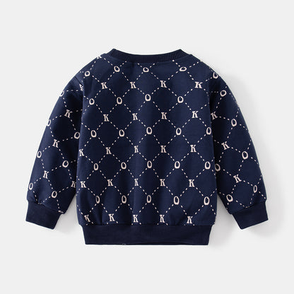 [513654] - Atasan Sweater Crewneck Lengan Panjang Anak Laki-Laki - Motif Dotted Line