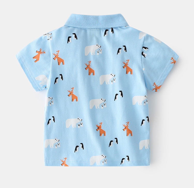 [513123] - Atasan Kaos Polo Fashion Anak Import - Motif Deer Bear
