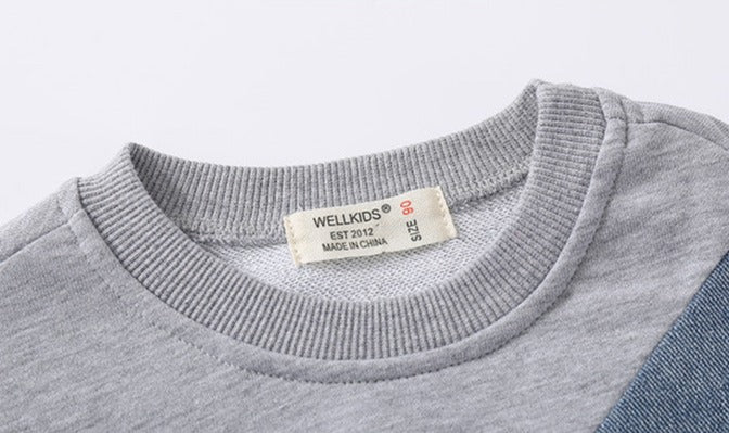 [513583] - Sweater Crewneck Gradasi Warna Lengan Panjang Anak Cowok - Motif Little Pocket