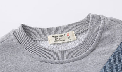 [513583] - Sweater Crewneck Gradasi Warna Lengan Panjang Anak Cowok - Motif Little Pocket