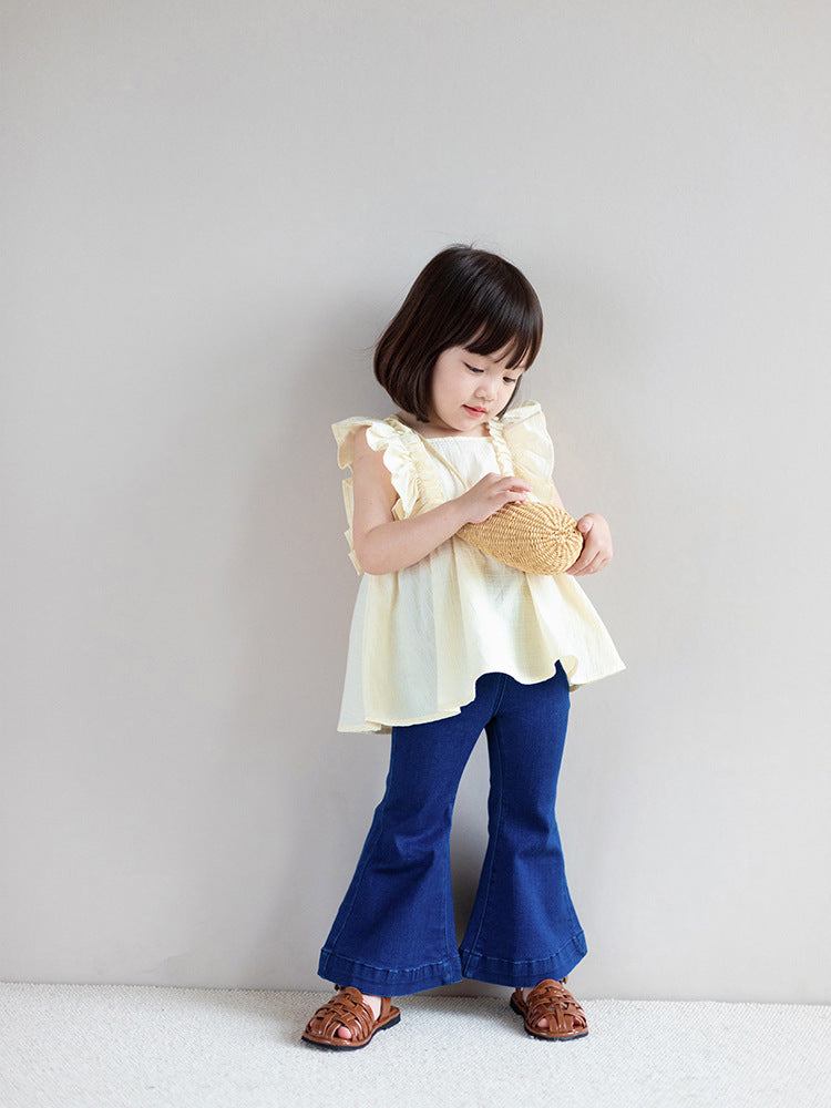 [507657] - Celana Panjang Jeans Cutbray Anak Perempuan - Motif Just Plain