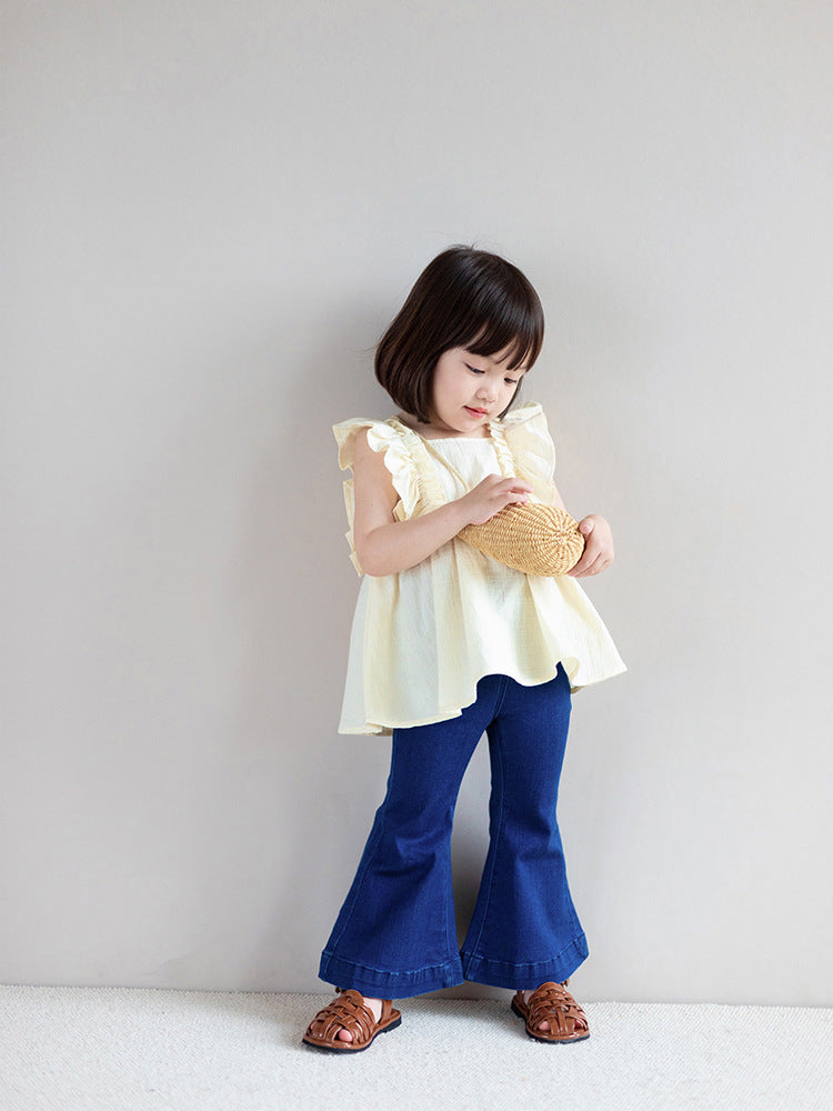 [507657] - Celana Panjang Jeans Cutbray Import Anak Perempuan - Motif Just Plain