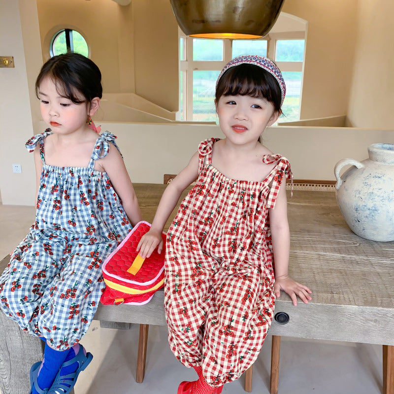 [507480] - Baju Jumpsuit Fashion Anak Perempuan - Motif Tartan Plaid