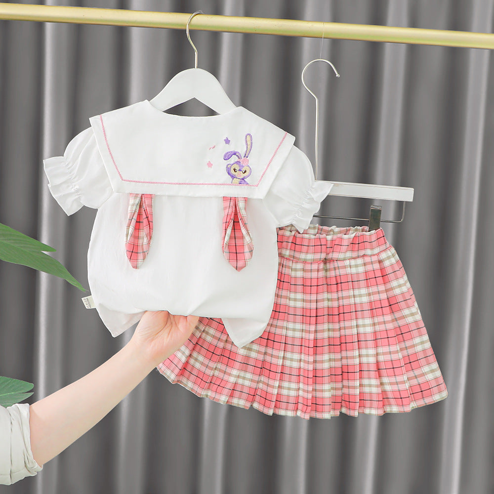 [340268] - Setelan 3D Blouse Rok Pendek Kotak-kotak Anak Perempuan - Motif Neat Pretty