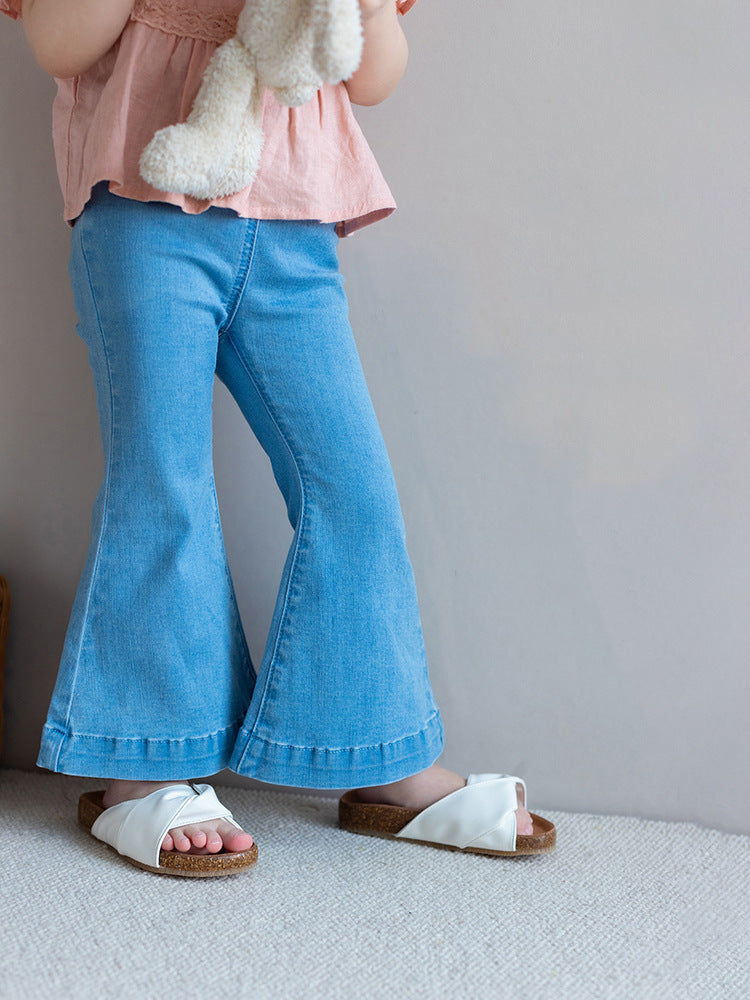 [507657] - Celana Panjang Jeans Cutbray Import Anak Perempuan - Motif Just Plain