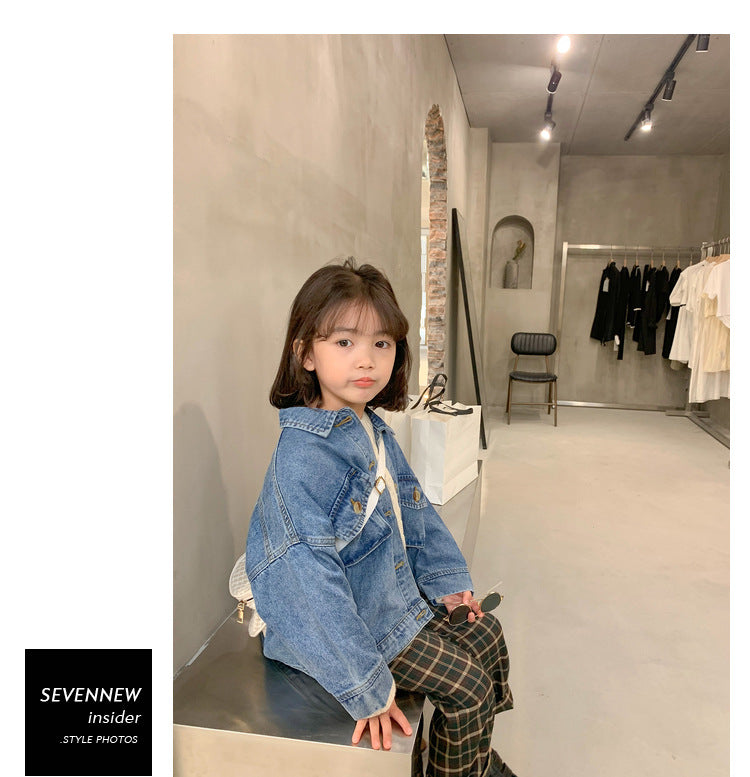 [507377]- Jaket Fashion Anak Perempuan Import - Motif Denim