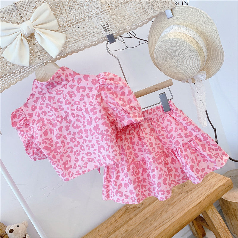 [363447] - Setelan Blouse Crop Anak Fashion - Motif Pink Petals