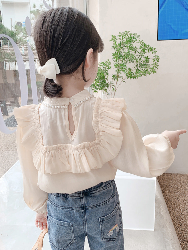 [507660] - Atasan Blouse Renda Lengan Panjang Anak Perempuan - Motif Pearl Collar