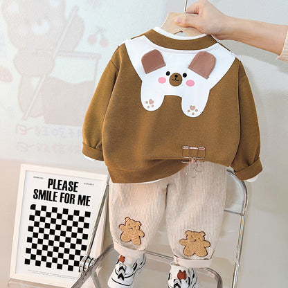 [340313] - Setelan 3 in 1 Kaos Jaket Celana Panjang Anak Cowok Cewek - Motif Bear