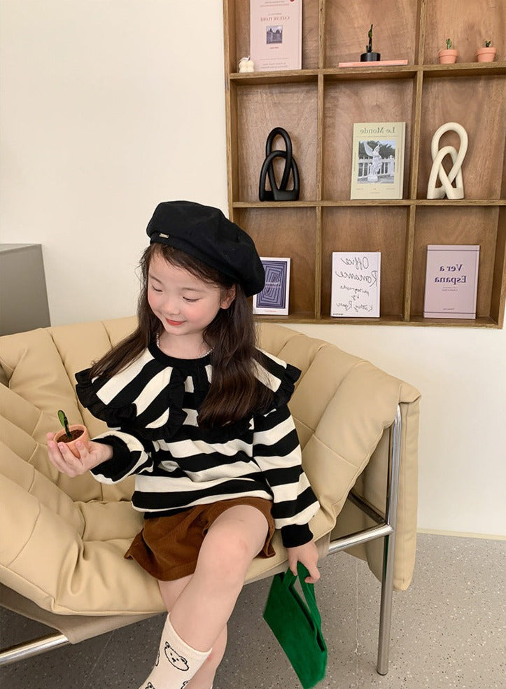 [507695] - Atasan Blouse Sweater Belang Anak Perempuan - Motif Sweet Stripes