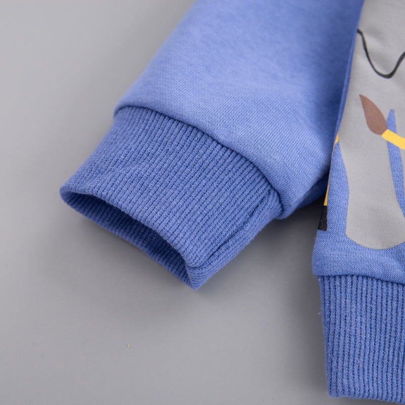 [345323] - Setelan Sweater Crewneck Celana Panjang Jogger Jeans Anak Laki-Laki - Motif Family Animal
