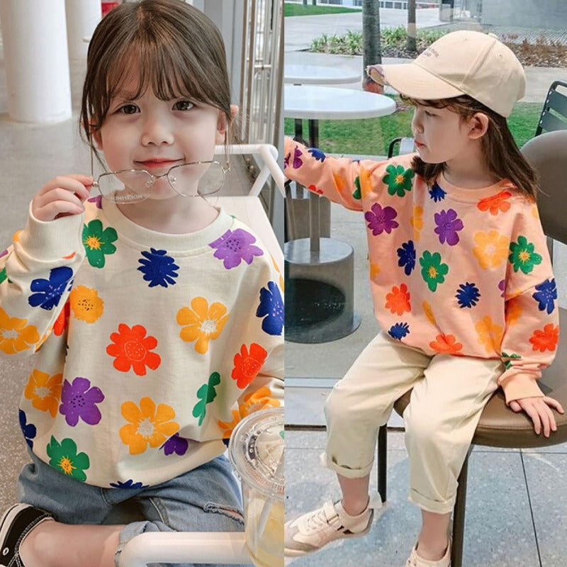 [507495] - Atasan Sweater Fashion Anak Perempuan Import - Motif Beautiful Flower