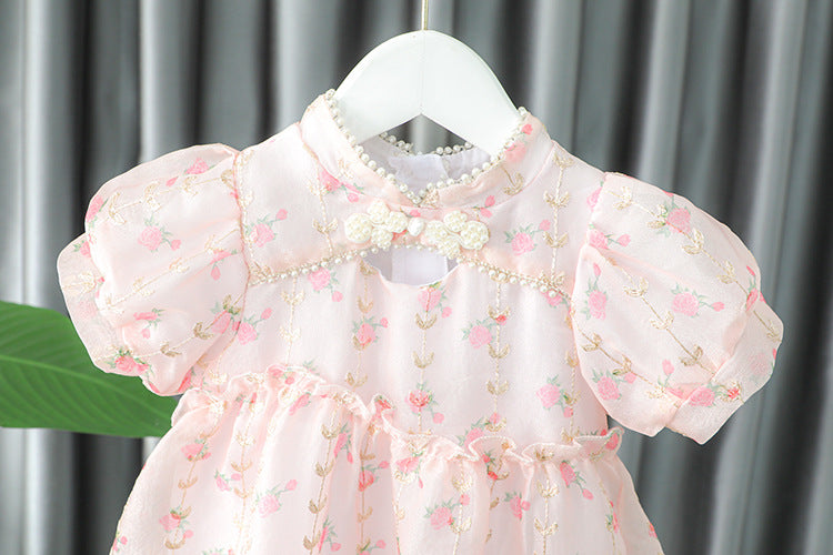 [340244] - Dress Sanghai Lengan Pendek Anak Perempuan - Motif Beauty Flower