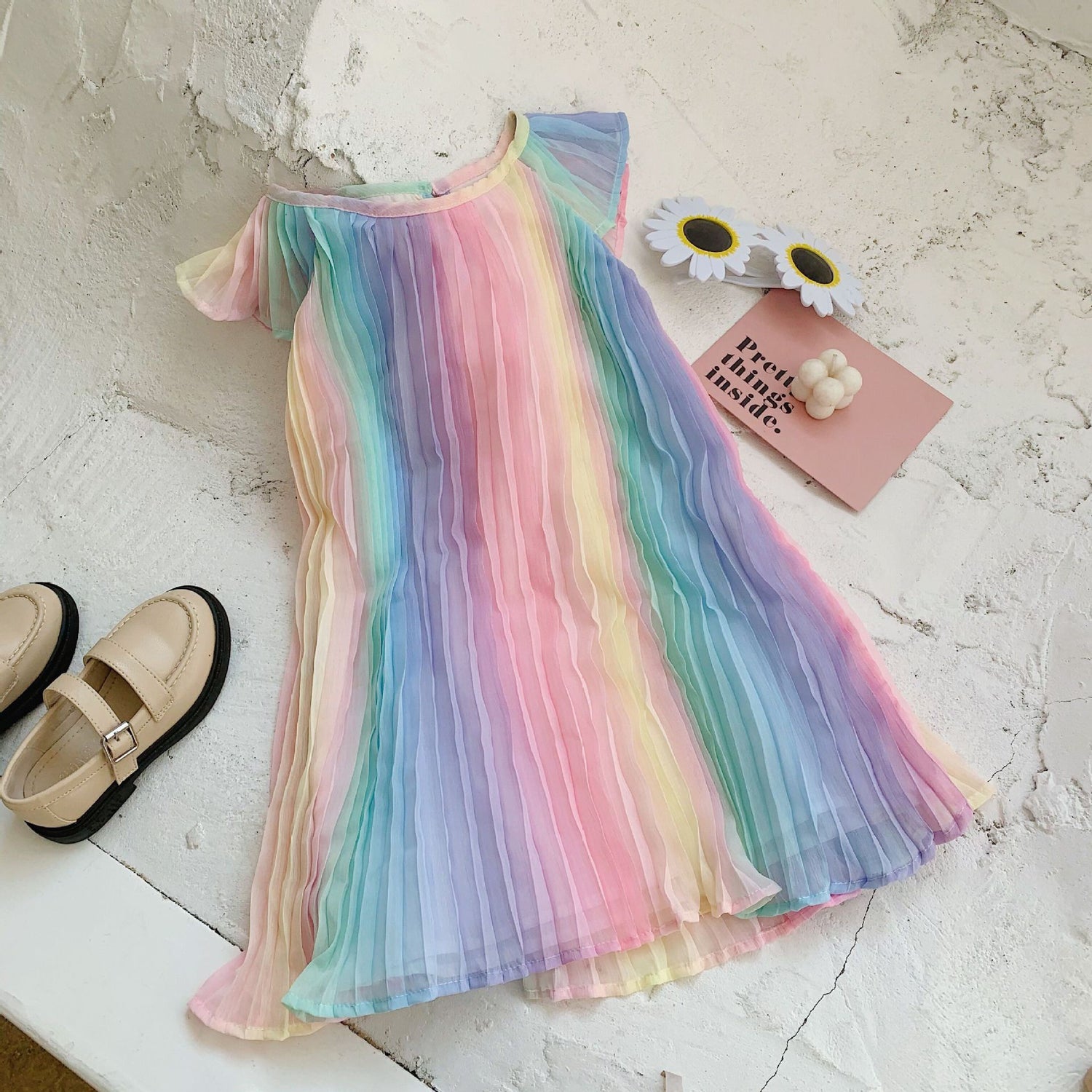 [363421] - Dress Kutung Fashion Anak Perempuan Import - Motif Rainbow