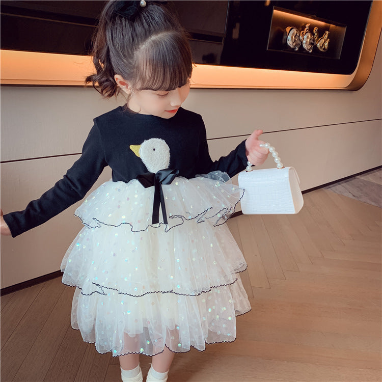 [363407] - Dress Fashion Anak Perempuan - Motif White Swan
