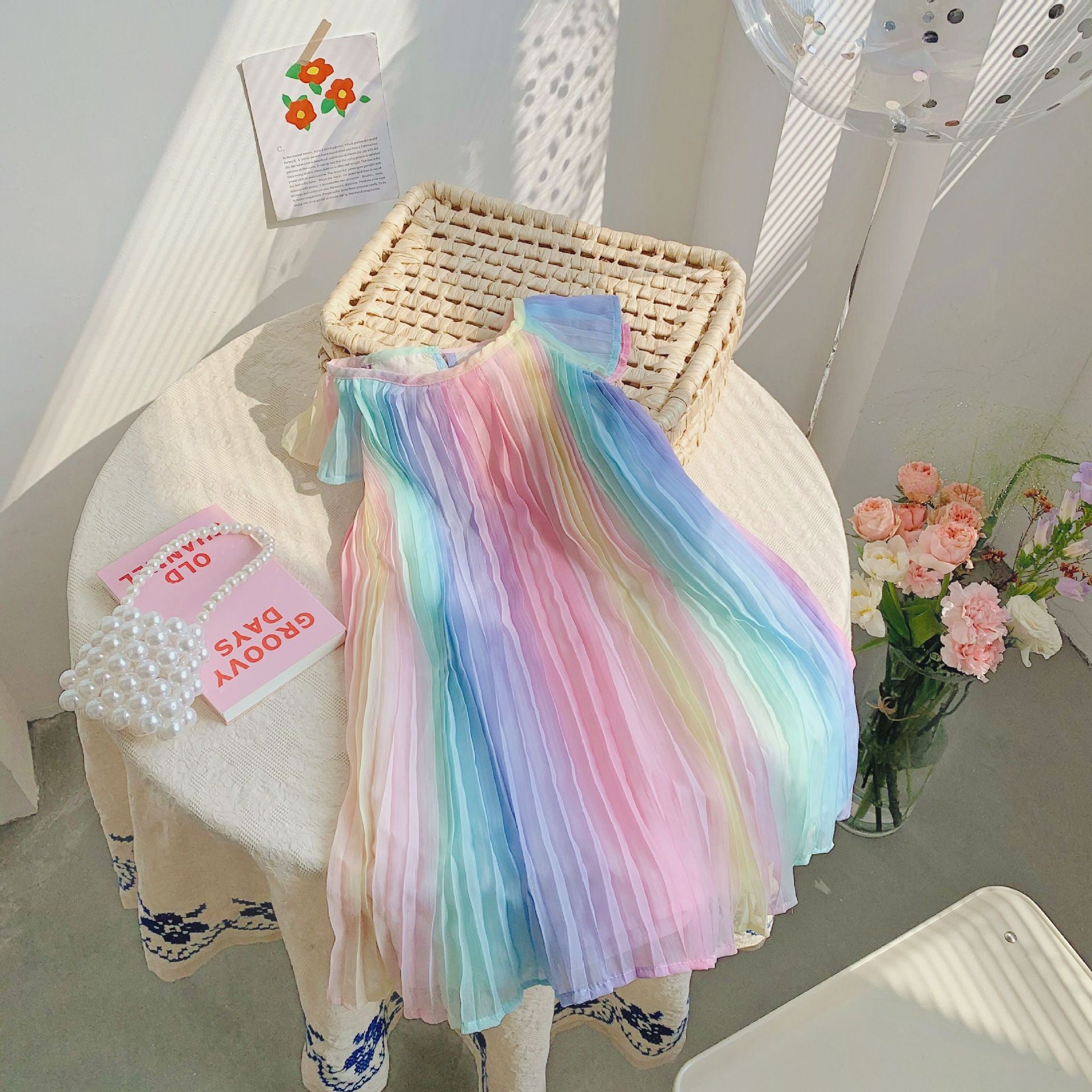[363421] - Dress Kutung Fashion Anak Perempuan Import - Motif Rainbow