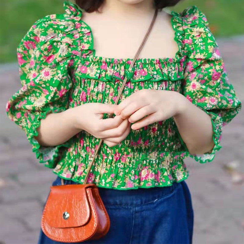 [363565] - Setelan Blouse Celana Panjang Kulot Anak Perempuan - Motif Dark Flower