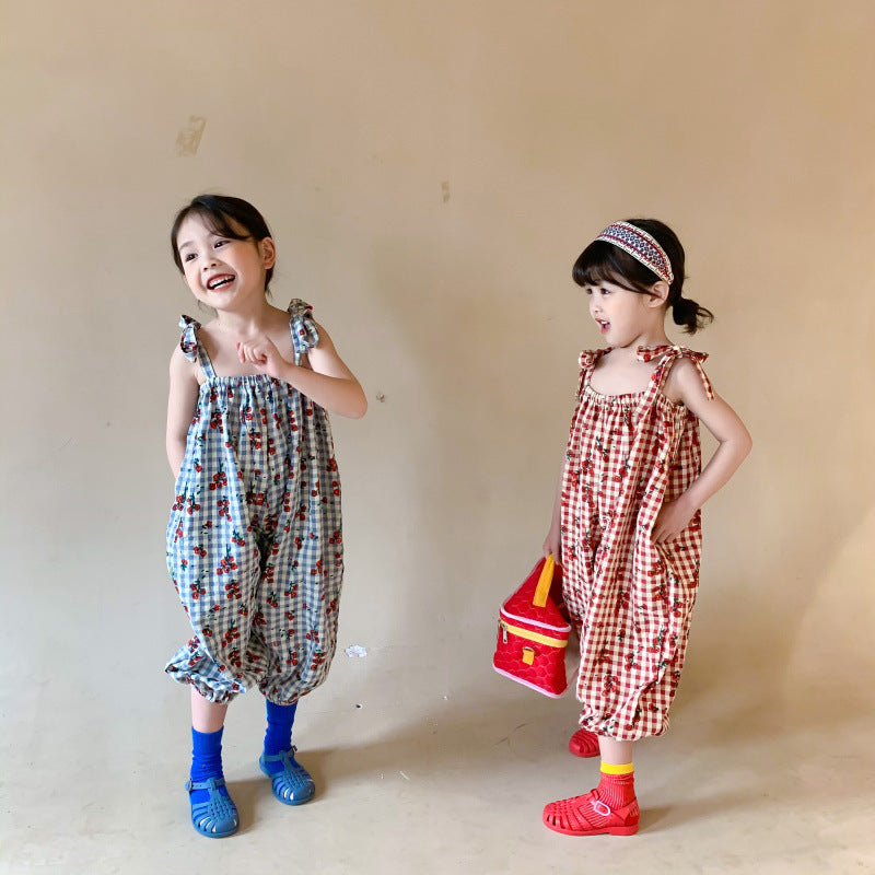 [507480] - Baju Jumpsuit Fashion Anak Perempuan - Motif Tartan Plaid