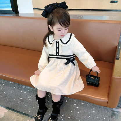 [507711] - Dress Kerah Renda Import Anak Perempuan - Motif Side Waistband