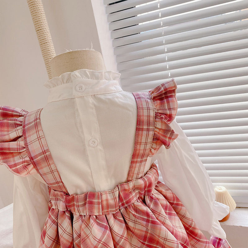 [507677] - Setelan Blouse Overall Anak Perempuan - Motif Cross Box