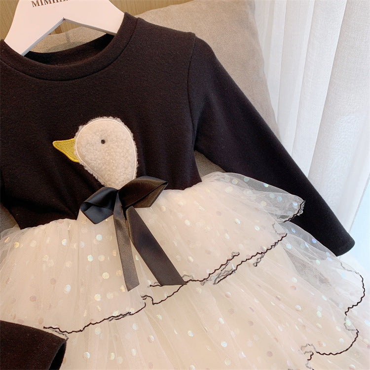 [363407] - Dress Fashion Anak Perempuan - Motif White Swan