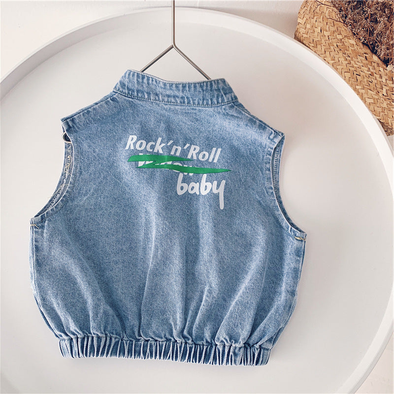 [507506] - Atasan Jaket Jeans Fashion Anak Cowok - Motif Tilt Pocket