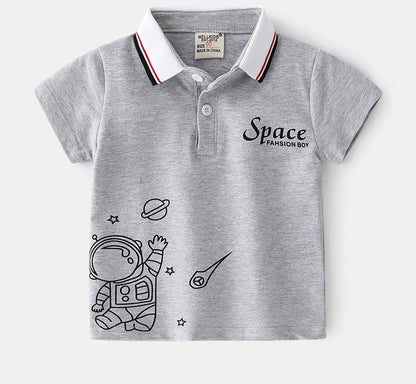 [513187] - Atasan Kaos Polo Anak Cowok Import - Motif Space Astronaut
