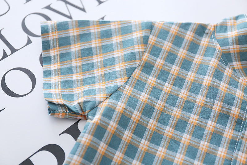 [368530] - Atasan Kemeja Koko Anak Fashionable - Motif Gingham Abstract