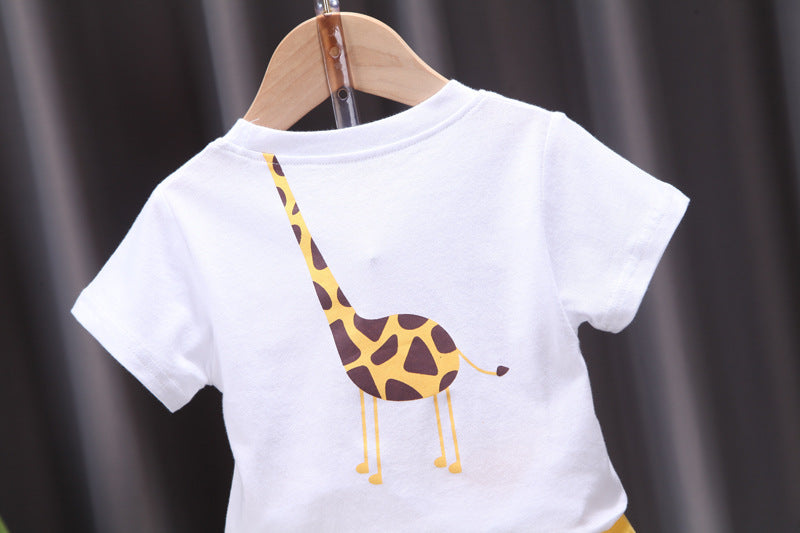 [368403] - Setelan Kaos Santai Anak - Motif Unique Giraffe